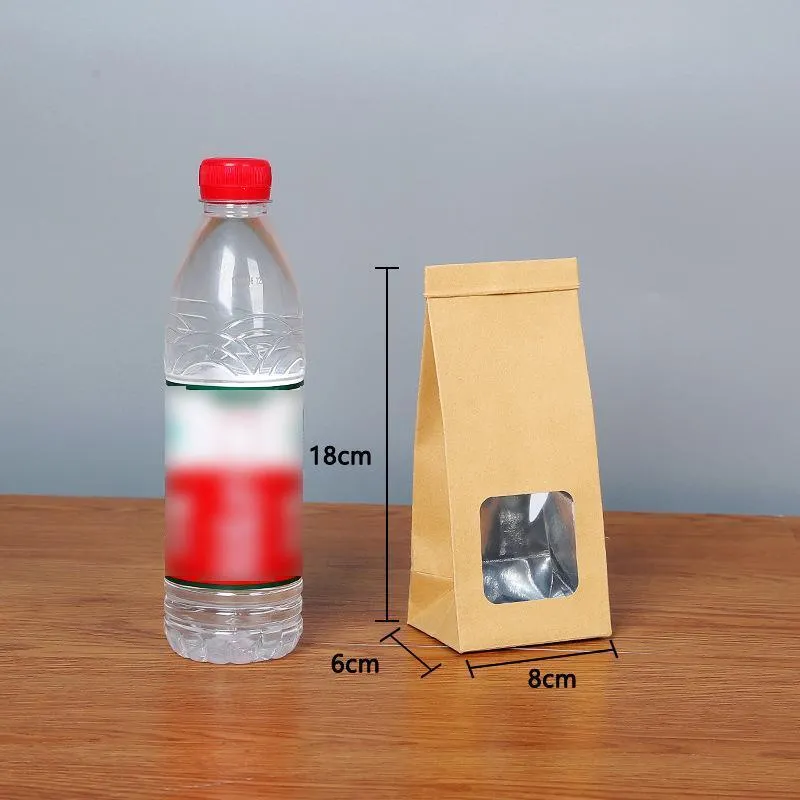 Window Self-sealing Paper Bags 50PCS 6Sizes Kraft
