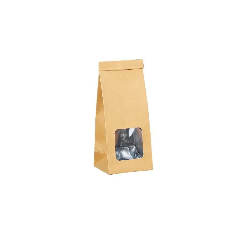 Window Self-sealing Paper Bags 50PCS 6Sizes Kraft