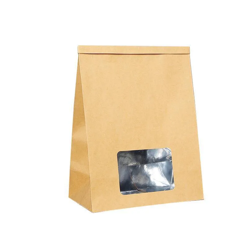 Window Self-sealing Paper Bags 50PCS 6Sizes Kraft