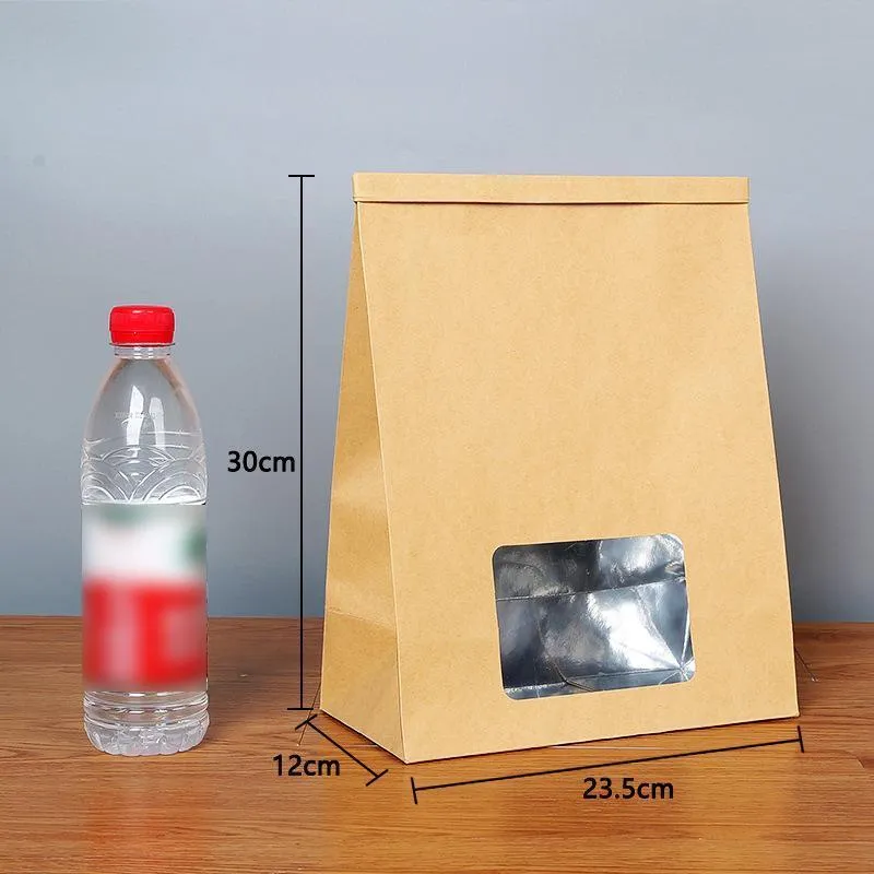 Window Self-sealing Paper Bags 50PCS 6Sizes Kraft