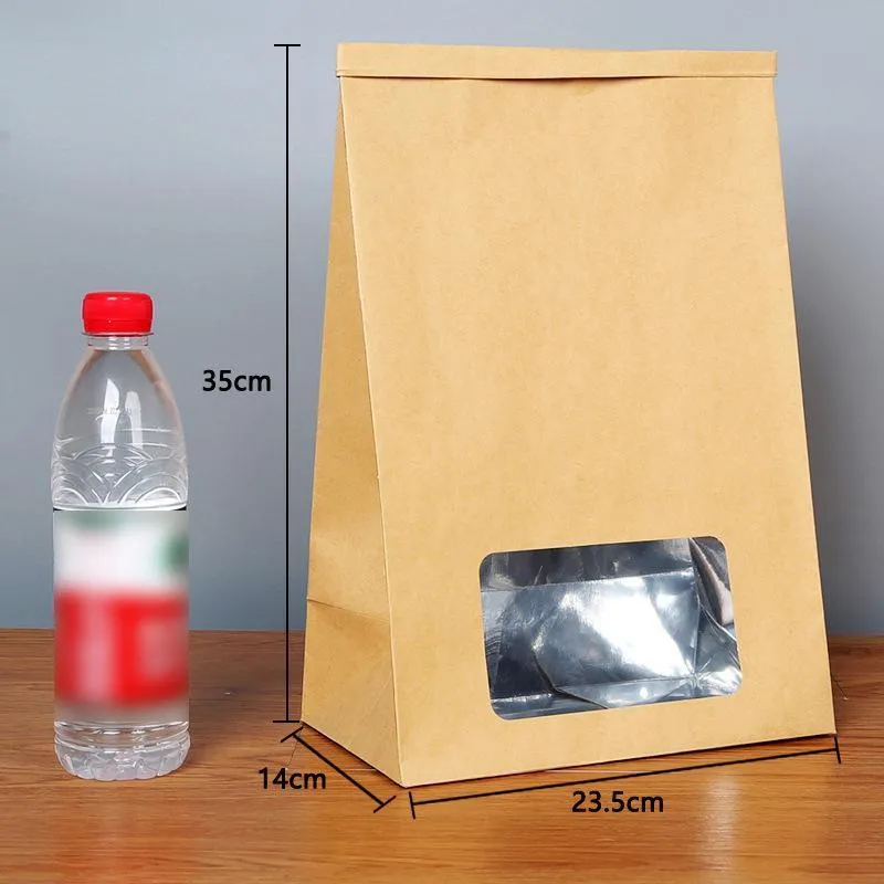 Window Self-sealing Paper Bags 50PCS 6Sizes Kraft