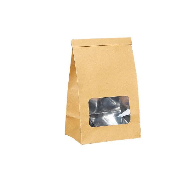Window Self-sealing Paper Bags 50PCS 6Sizes Kraft
