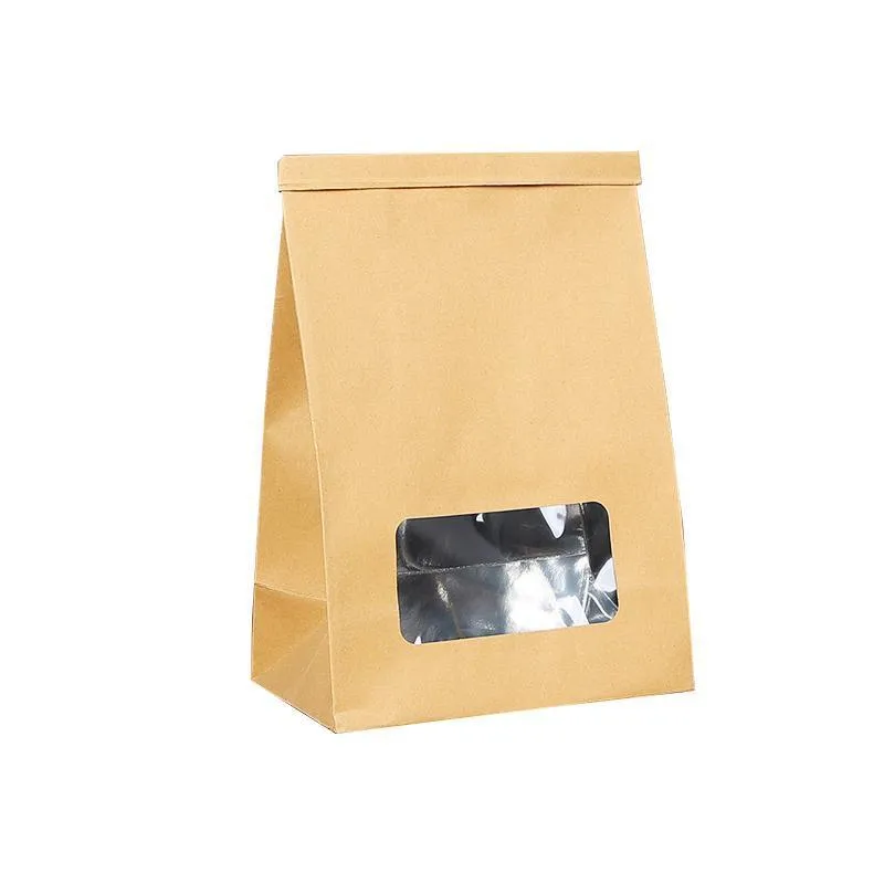 Window Self-sealing Paper Bags 50PCS 6Sizes Kraft
