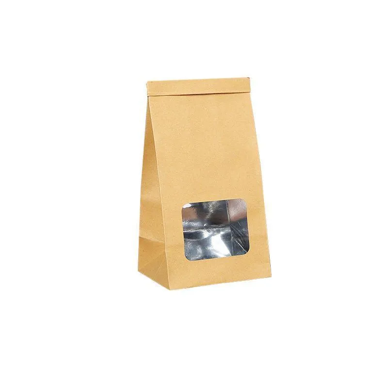 Window Self-sealing Paper Bags 50PCS 6Sizes Kraft