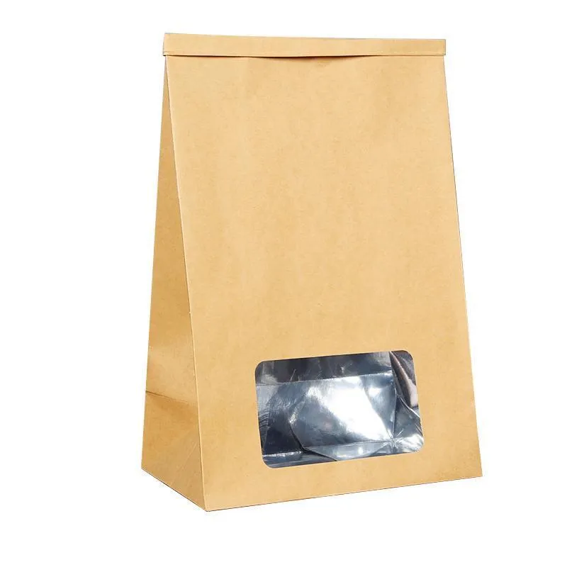 Window Self-sealing Paper Bags 50PCS 6Sizes Kraft