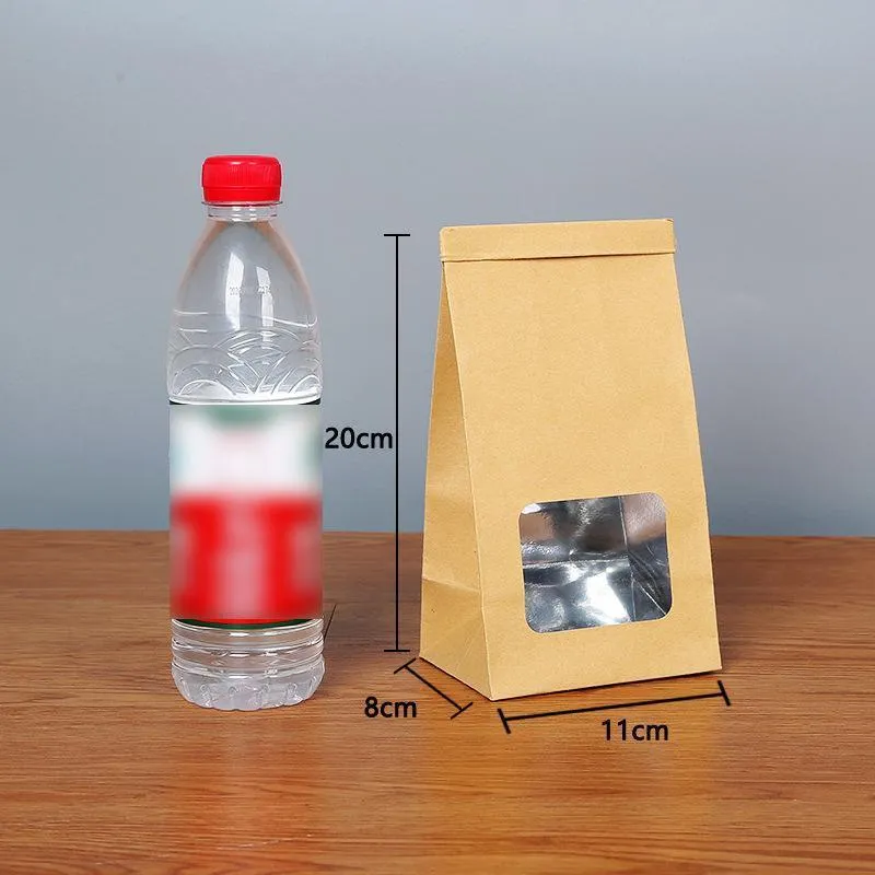 Window Self-sealing Paper Bags 50PCS 6Sizes Kraft