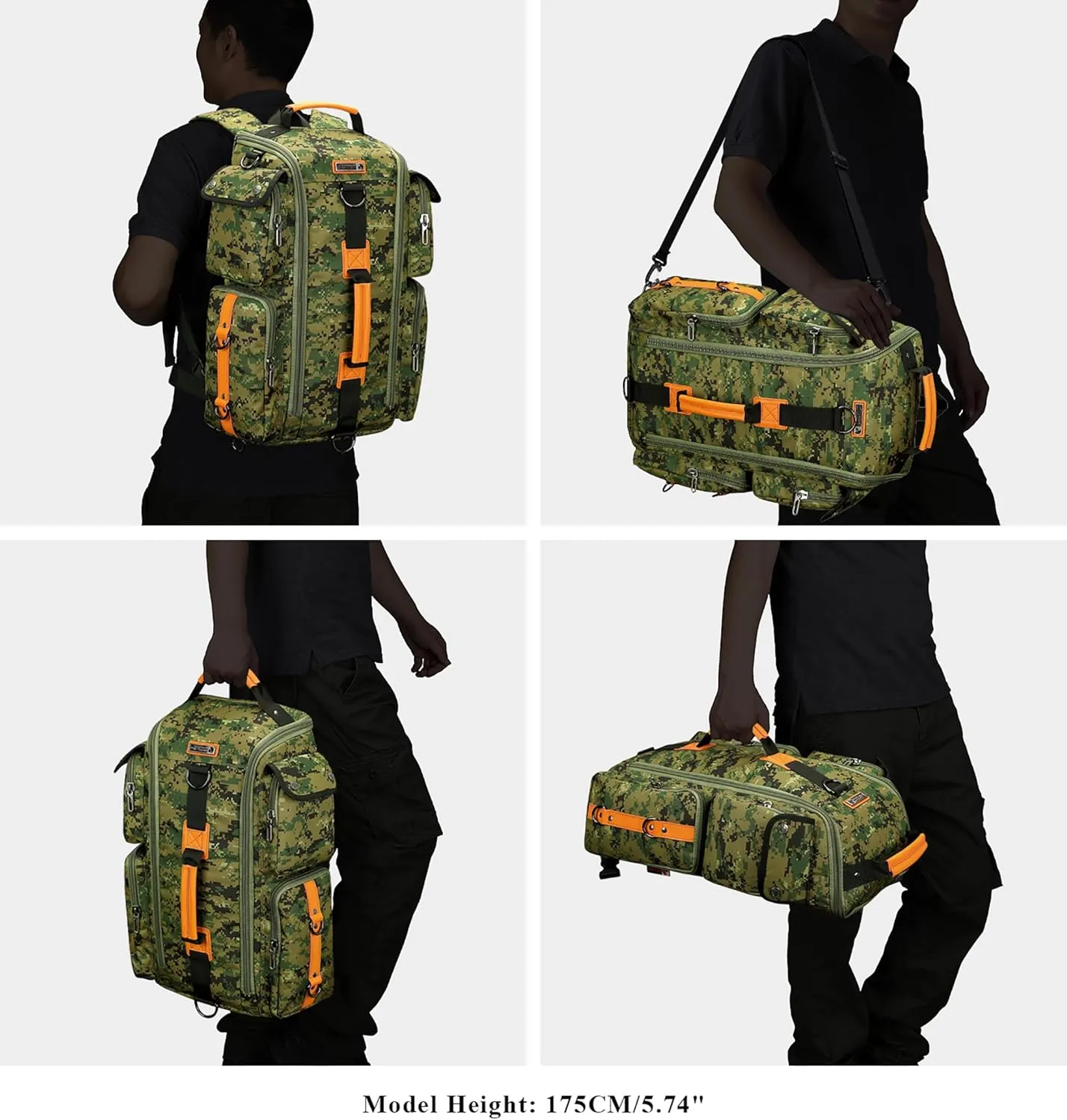 WITZMAN Digital Camo Backpack for Men Carry On Backpack Duffel Bag Large Capacity Laptop Backpack 17 Inch (6695 Camo Green)