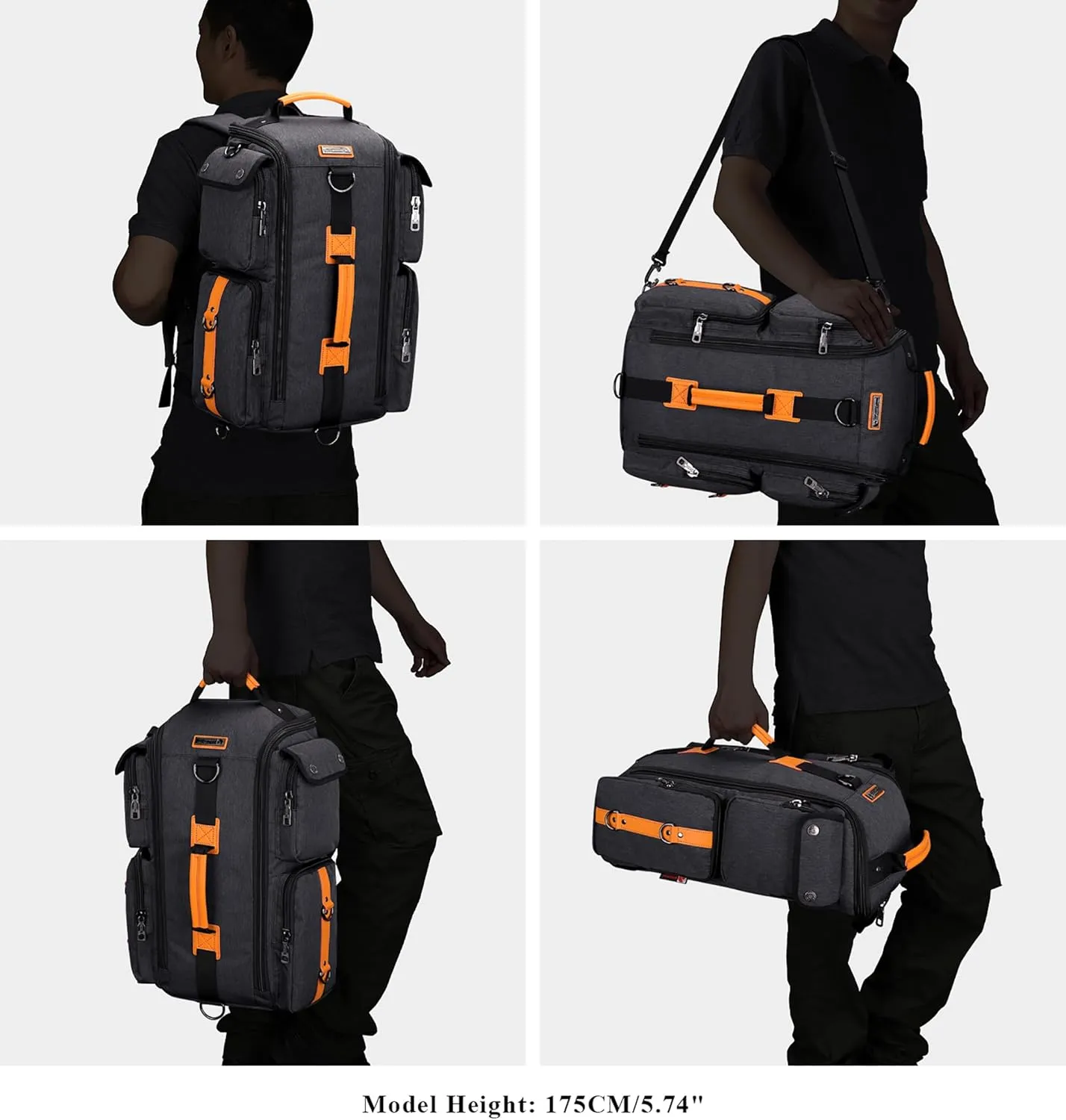 WITZMAN Travel Backpack for Men Carry On Backpack Duffel Bag Large Capacity Laptop Backpack 17 Inch (6695 Black)