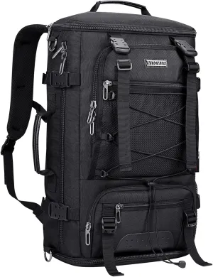 WITZMAN Travel Backpack for Men Large Carry-on Convertible Shoulder Rucksack with Shoe Compartment Fit 17 Inch Laptop(B689 Black)