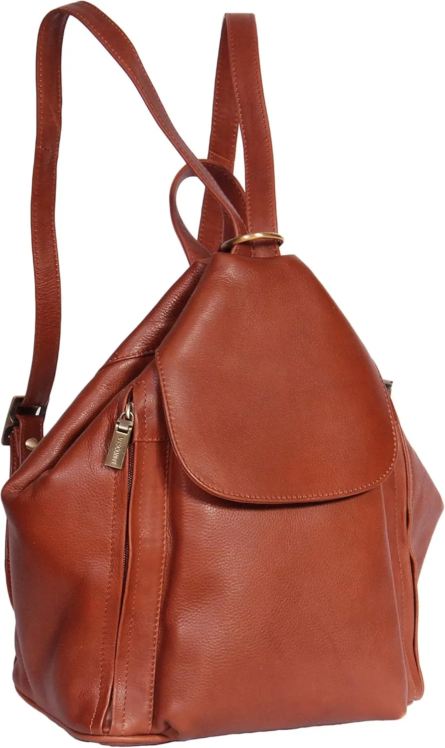 Womens Genuine Leather Backpack 'ROME' Brown Rucksack Organiser Bag 23x30x15cm, Brown, 23x30x15cm