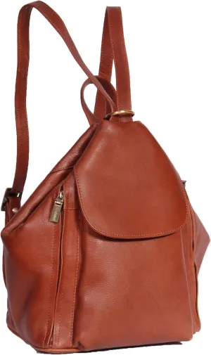 Womens Genuine Leather Backpack Rucksack Organiser Book Bag Rome Brown