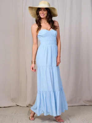 WOMEN'S SLEEVELESS SMOCK TIERED MAXI DRESS