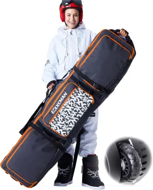 XCMAN Roller Snowboard Bag with Wheels,Adjustable Length,Extra Long/Wide/Deep,Waterproof - with Protection Ribs 140L