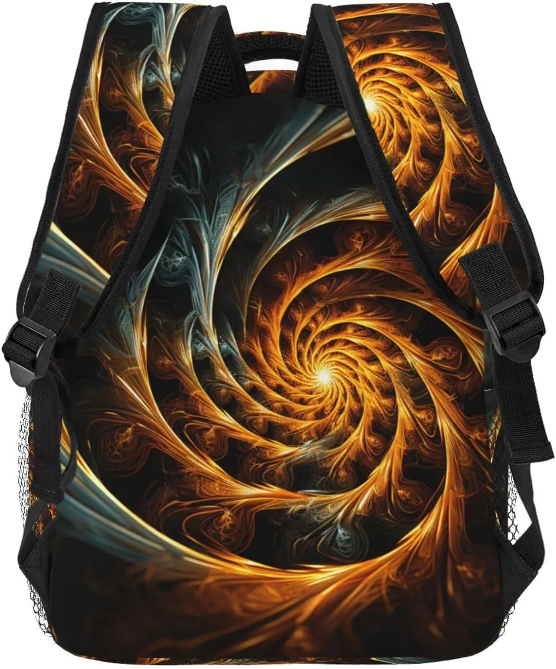 Yellow Abstract Spiral Pattern Backpack for Men Women Casual Daypack Laptop Backpack Computer Bag Travel Laptop Bag