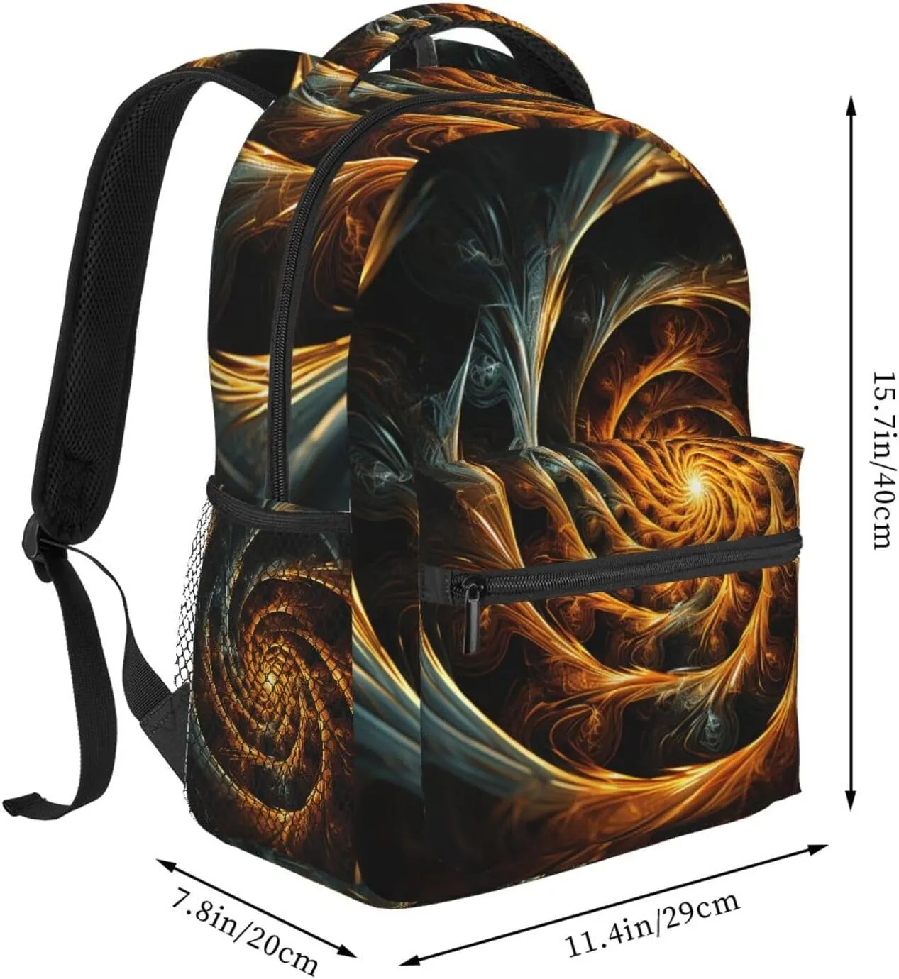 Yellow Abstract Spiral Pattern Backpack for Men Women Casual Daypack Laptop Backpack Computer Bag Travel Laptop Bag