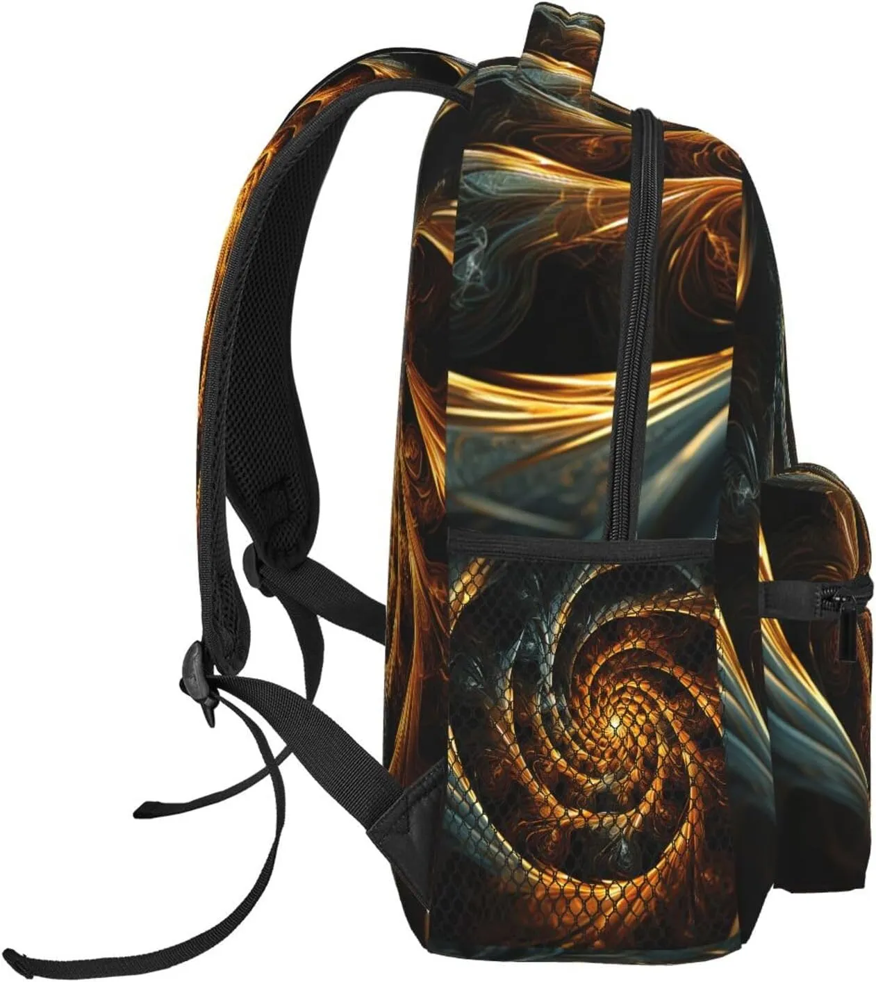 Yellow Abstract Spiral Pattern Backpack for Men Women Casual Daypack Laptop Backpack Computer Bag Travel Laptop Bag