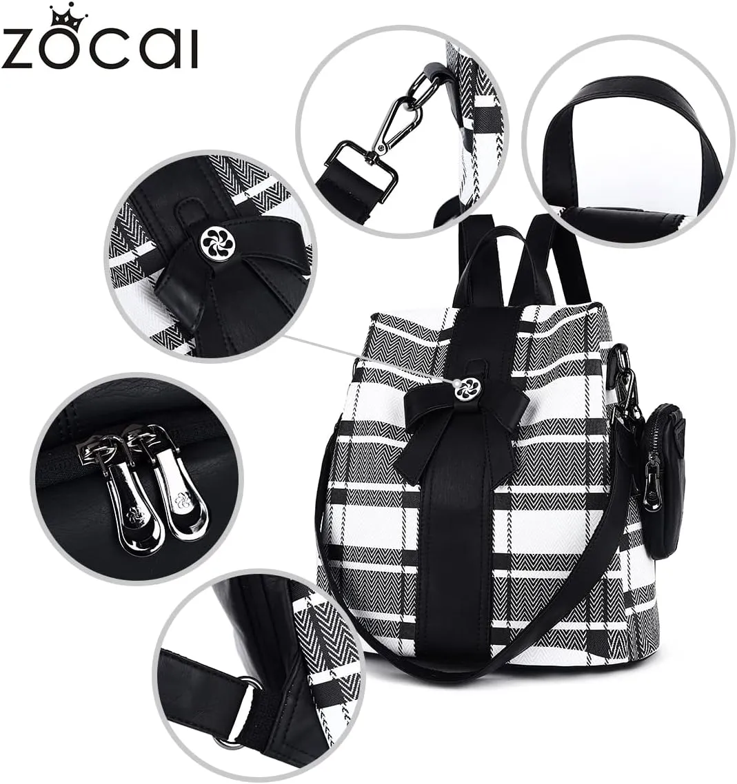 ZOCAI Backpack Purse for Women Fashion Backpack Purses PU Leather Daypacks Anti-Theft Shoulder Bag Satchel Purse
